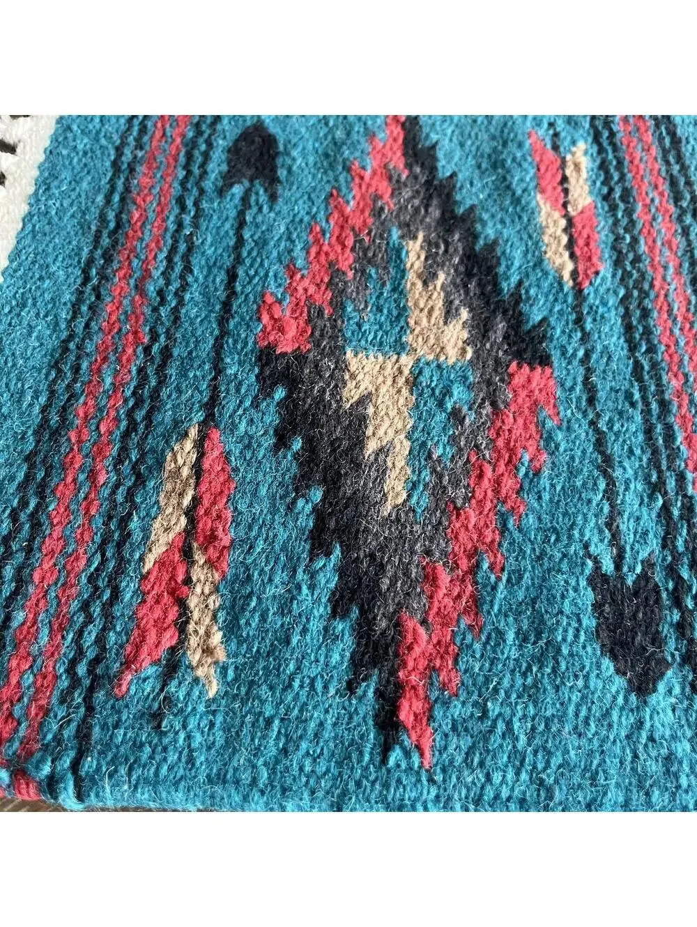 El Paso Blanket Company Woven Table Rug Fringe 90% Wool 15” X 10.5”